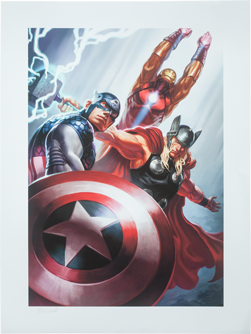 Sideshow SOLD OUT Marvel Avengers Team Cap//Team Iron Man Art Print #292//300