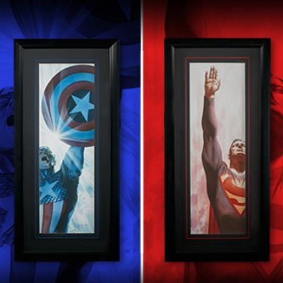 Superman Immortal and Captain America Triumphant - Framed art print