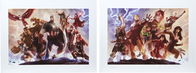 Sideshow SOLD OUT Marvel Avengers Team Cap//Team Iron Man Art Print #292//300