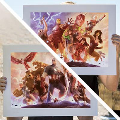 Avengers Team Cap and Iron Man art print