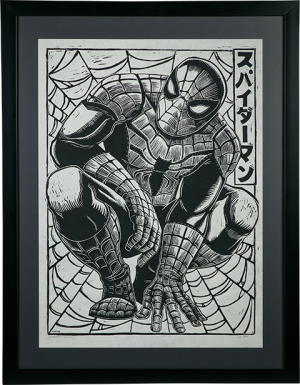 Linocut on Paper – Framed Black