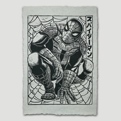 Spider-Man Linocut on Lokta Paper art print