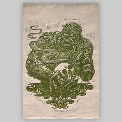 Swamp Thing Linocut on Lokta Paper art print