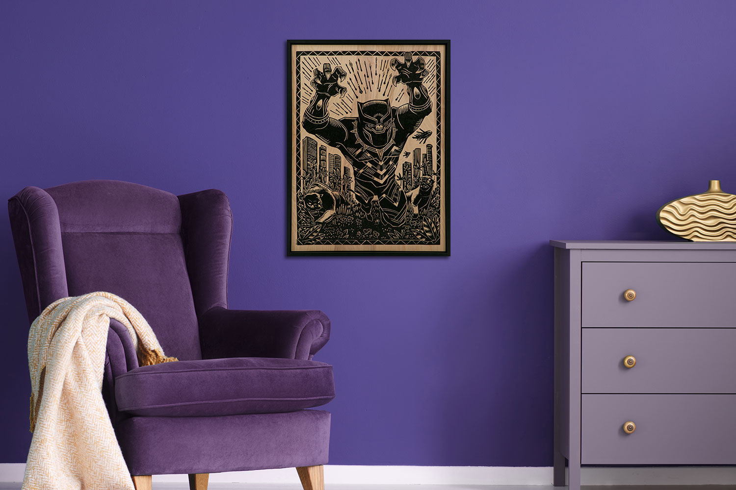 Black Panther Print on Wood Variant Exclusive Edition 