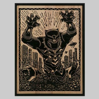 Black Panther Print on Wood Variant art print