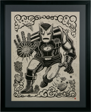 Linocut - Black Frame - 25.5 x 31.5 Portrait