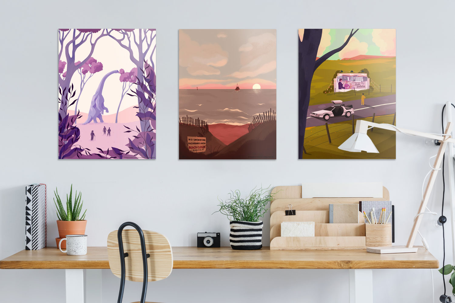 BTTF, Jaws, Jurassic Park Set Universal Art Print