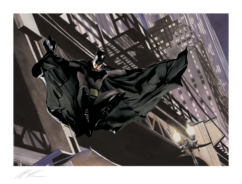 Batman Descent on Gotham Deluxe Art Print by Alex Ross Art