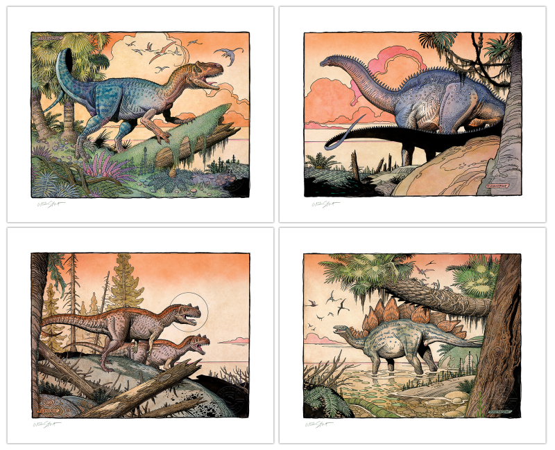 William Stout Dinosaur Series: The Jurassic Era (Set of 4) Art Print by Sideshow Collectibles