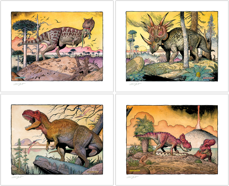 William Stout Dinosaur Series: The Cretaceous Era (Set of 4) Art Print by Sideshow Collectibles