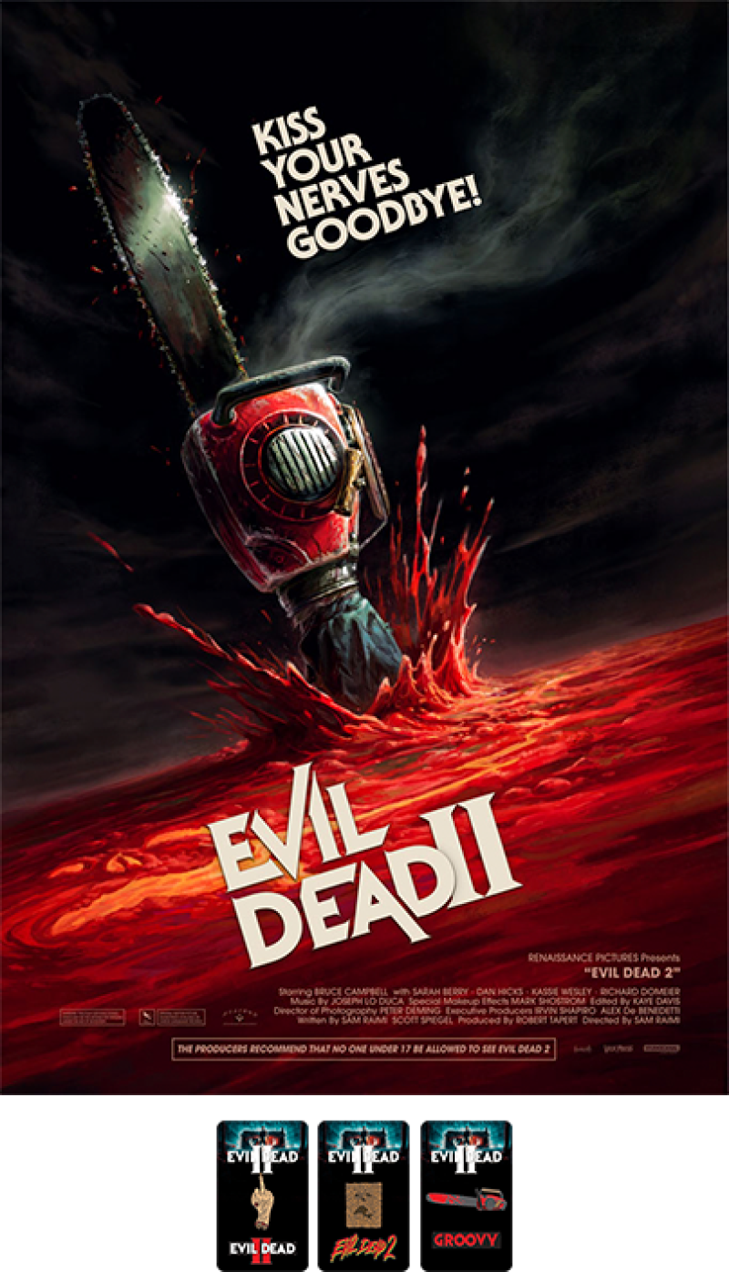 Evil Dead II Art Print & Collector Pin Set Art Print by Vice Press