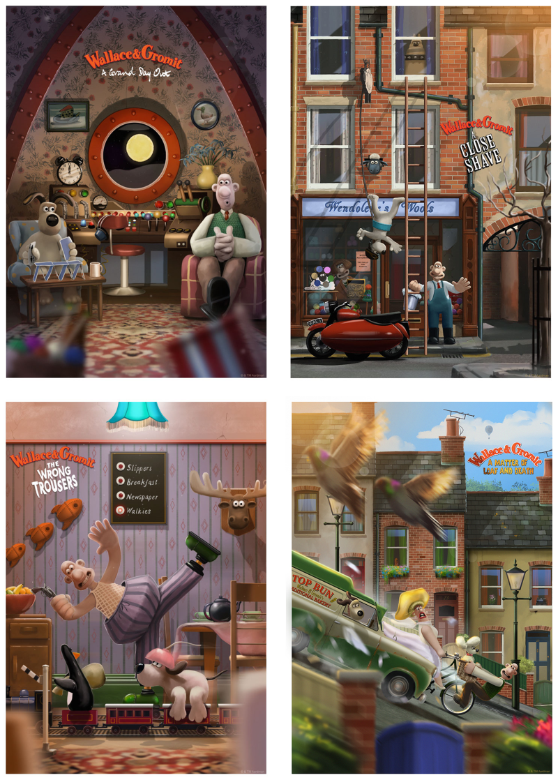 Wallace & Gromit Art Print Set Art Print by Vice Press