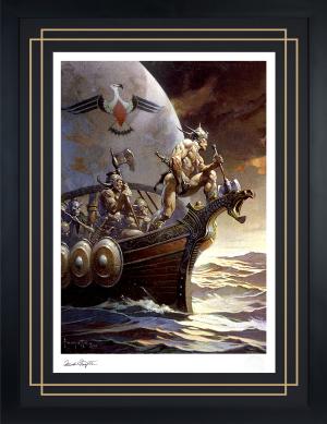 Frank Frazetta Kane on the Golden Sea Giclée on Paper Black Frame 18 x 24 Art Print 