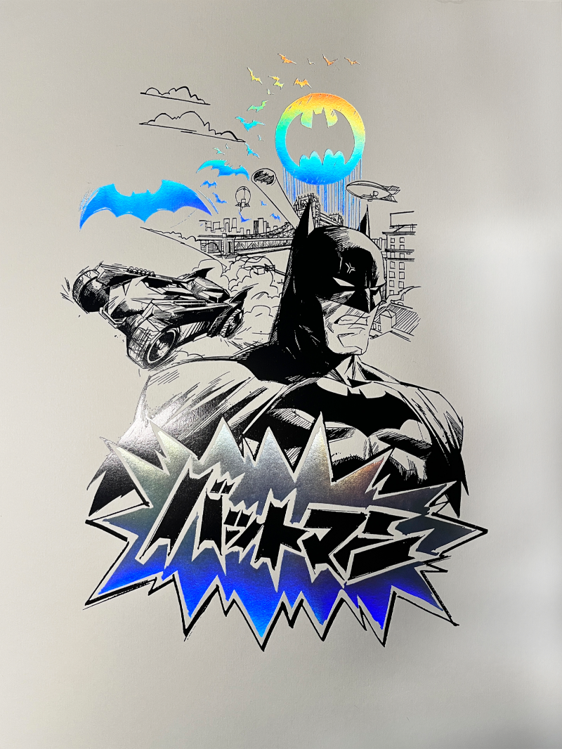 Batman™ Core (Black & Holographic) Foil Letterpress Poster Art Print by Arteonn