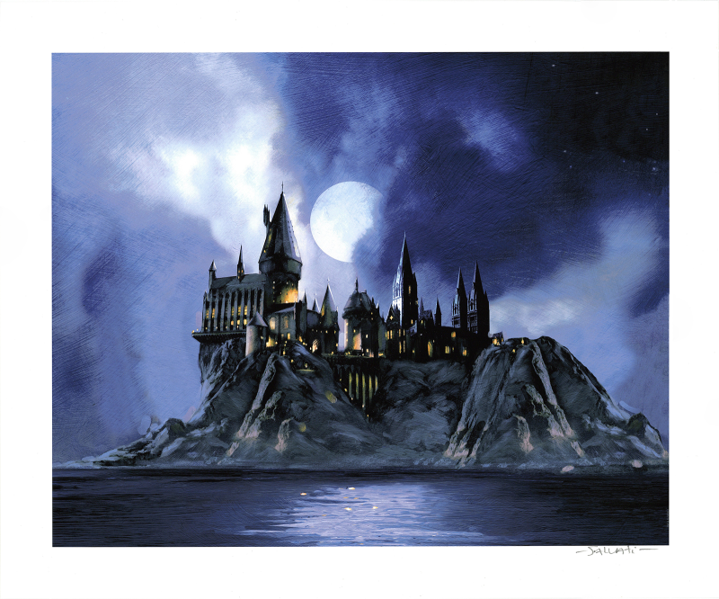 Full Moon at Hogwarts Art Print by Clampett Studio Collections