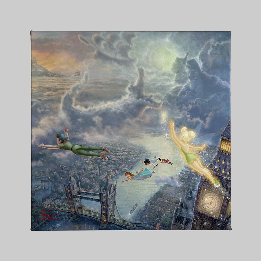 Tinker Bell and Peter Pan Fly to Never Land Art Print by Art Brand