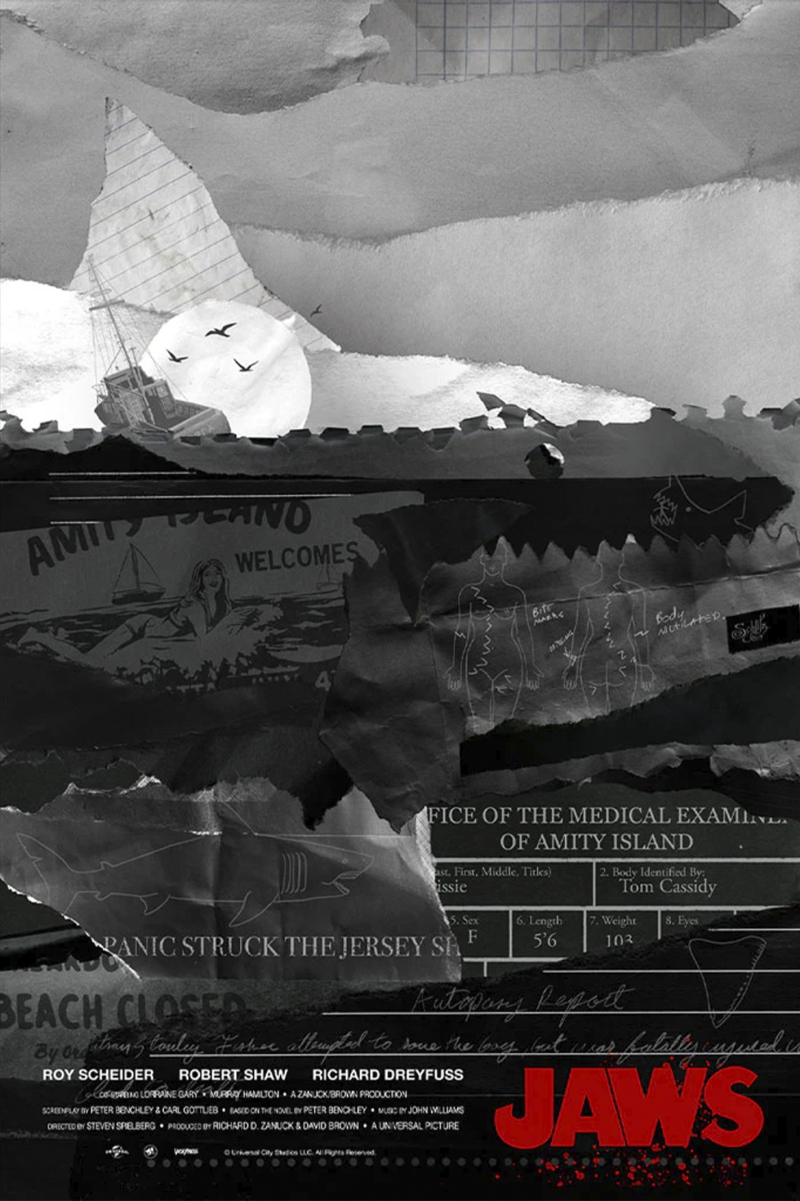 Jaws by Danny Schlitz Movie Poster by Vice Press