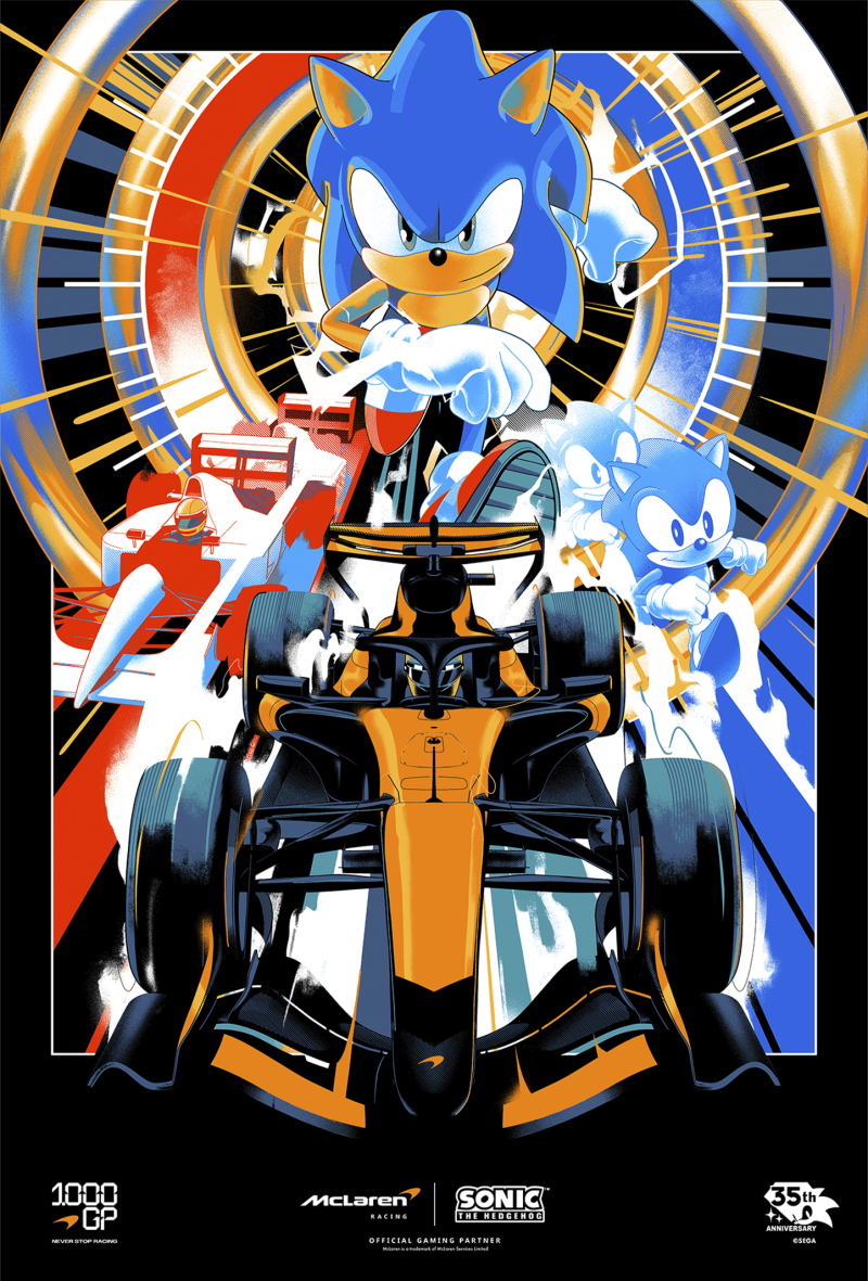 McLaren Racing X Sonic the Hedgehog 1000GP Art Print by Moor-Art Gallery Ltd.