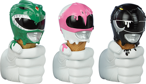 Unruly Industries(TM) Green, Black and Pink Power Rangers Scoops Set Designer Collectible Bust