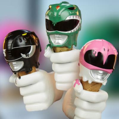 Green, Black and Pink Power Rangers Scoops Set art print