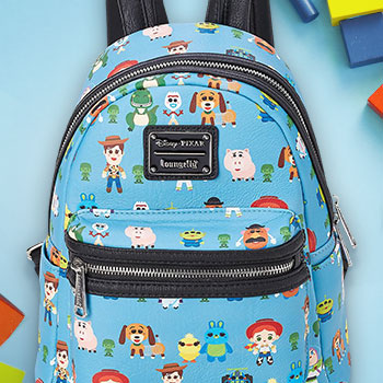 Loungefly Toy Story Chibi Character Rainbow Mini Backpack – Blue Multi Toy Story 5 Characters Mini Backpack | Loungefly main image 4