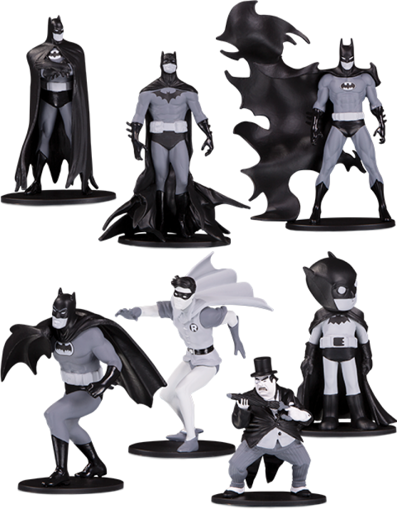Batman Black & White Set of 7 Mini Figures PVC Figure by DC Direct