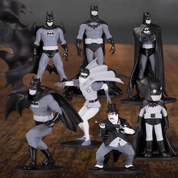 black and white batman figure