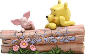 Pooh and Piglet by Log Figurine