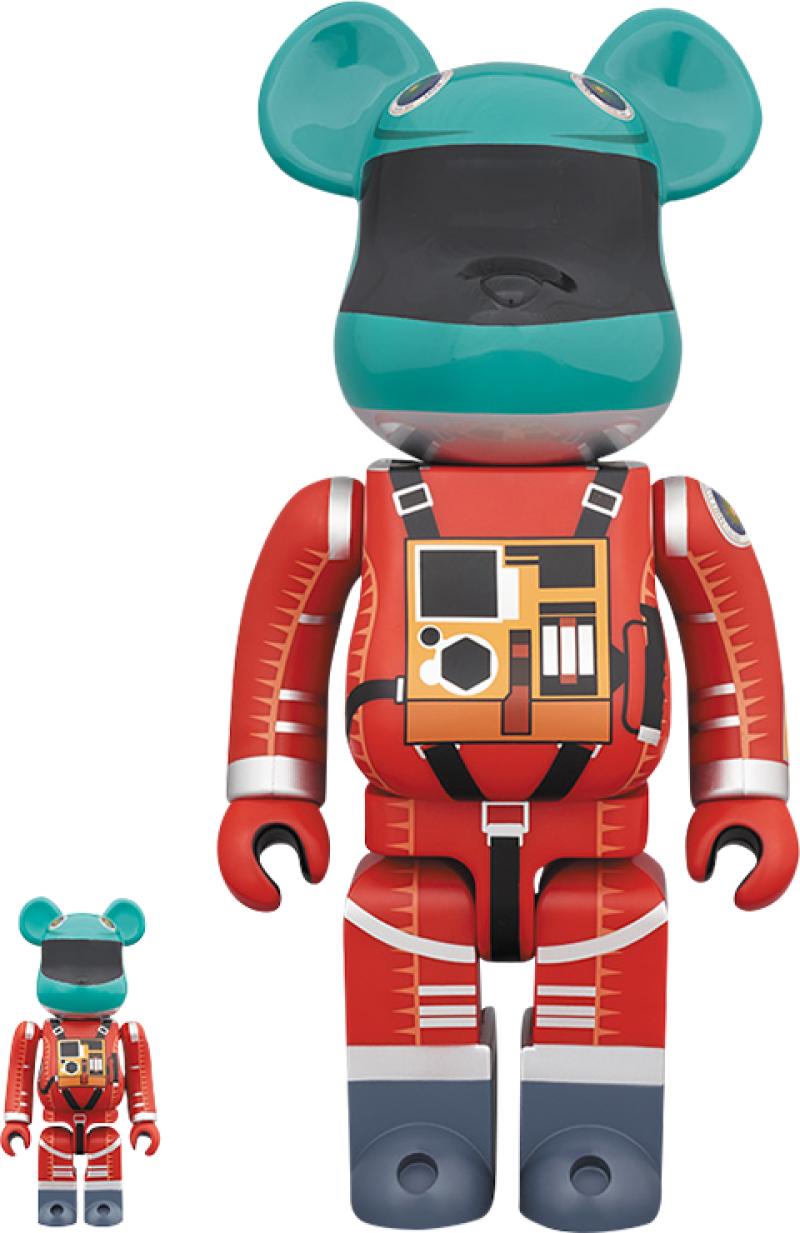 Be@rbrick Space Suit (Green Helmet & Orange Suit Version) 100% and 400% Designer Toy by Medicom Toy