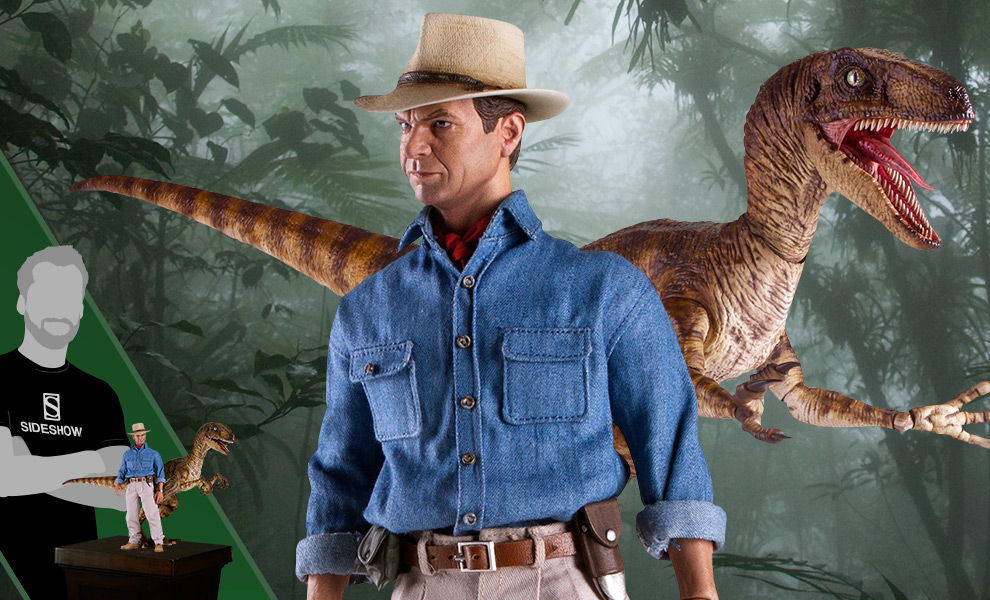 Gallery Feature Image of Dr. Alan Grant and Velociraptor Sixth Scale Figure Set - Click to open image gallery