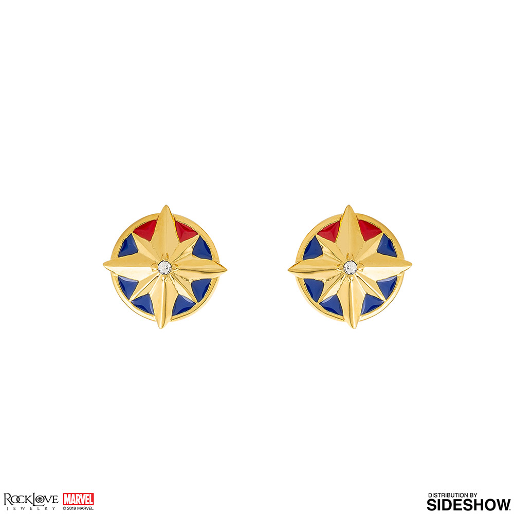 Diamond-Accent Two-Tone Star Triad Cluster Stud Earrings Inspired by Marvel's Captain Marvel UNIVERSE FINE JEWELRY