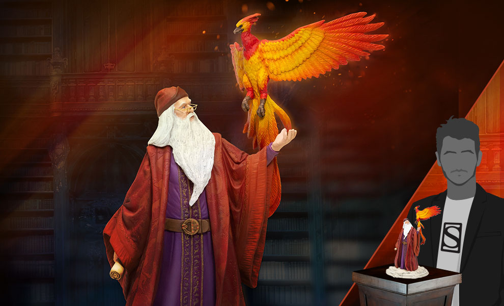 Gallery Feature Image of Dumbledore with Fawkes Figurine - Click to open image gallery