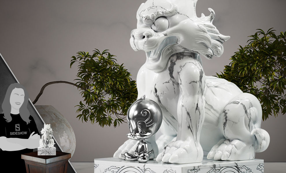 Gallery Feature Image of Sylvester and Tweety White Marble Statue - Click to open image gallery