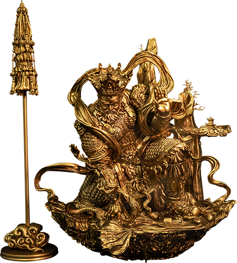 Infinity Studio Guardian of Heaven Subdues the Evil Dragon (Gold) Statue