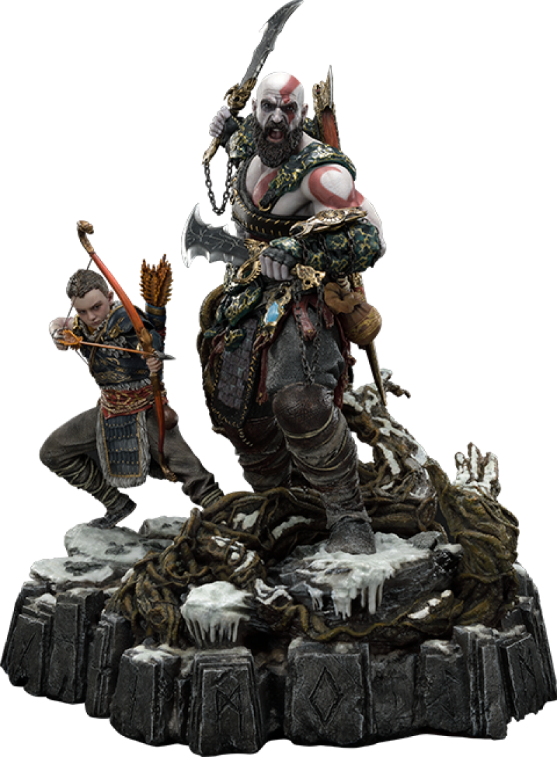 Kratos & Atreus Ivaldi's Deadly Mist Armor Set (Deluxe Version) Statues by Prime 1 Studio