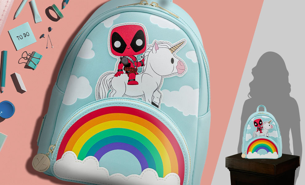 Deadpool 30th Anniversary Unicorn Rainbow Mini Backpack by Loungefly