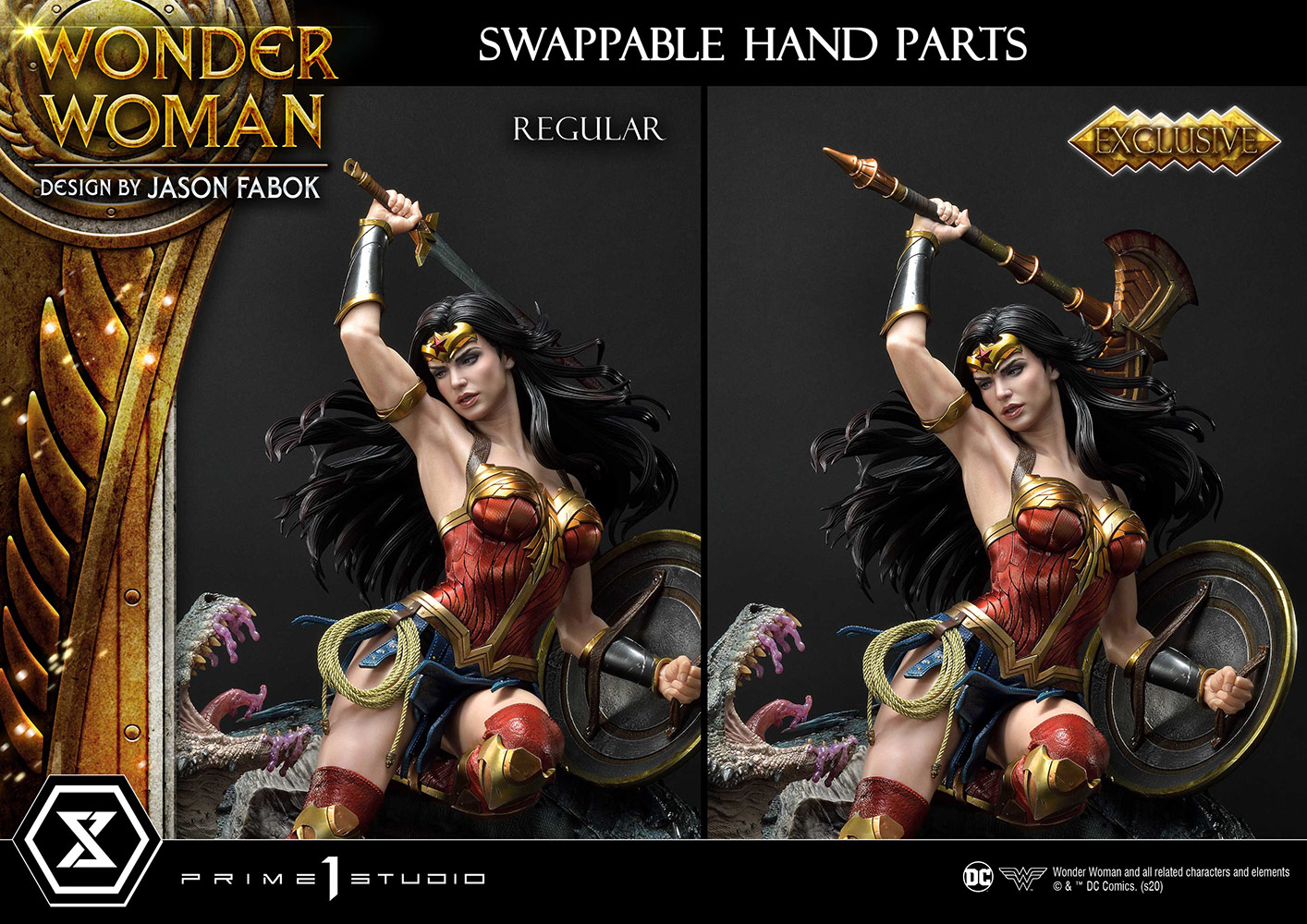 Wonder Woman VS Hydra (Bonus Version) Bonus Version - Detalhes das armas intercambiáveis e mãos bônus da versão exclusiva da
