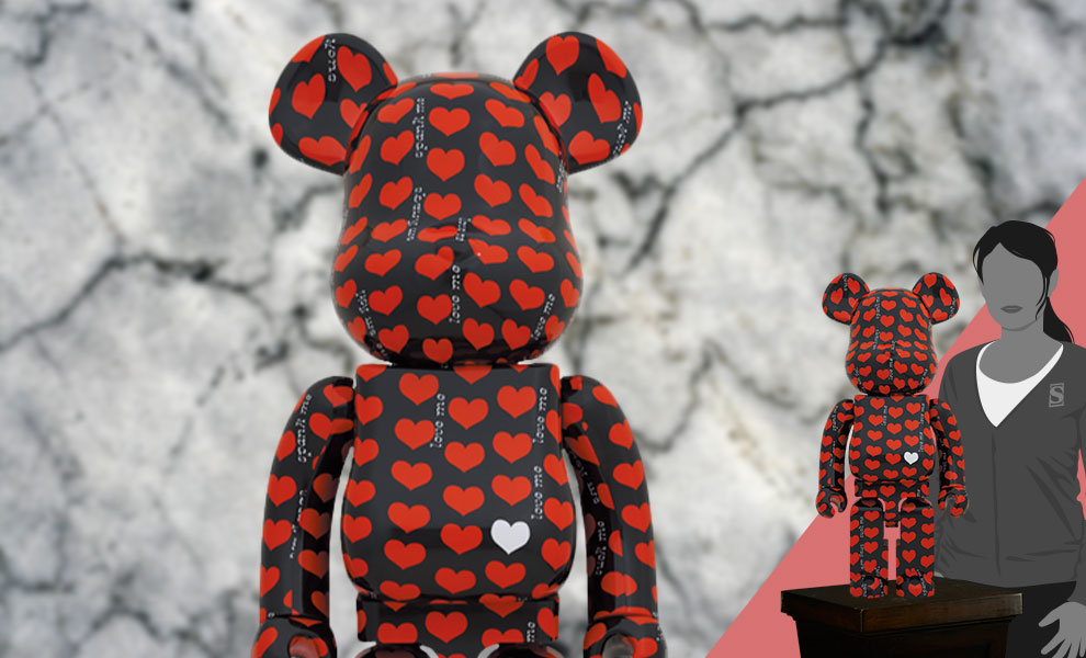 Be@rbrick Black Heart 1000% Collectible Figure by Medicom