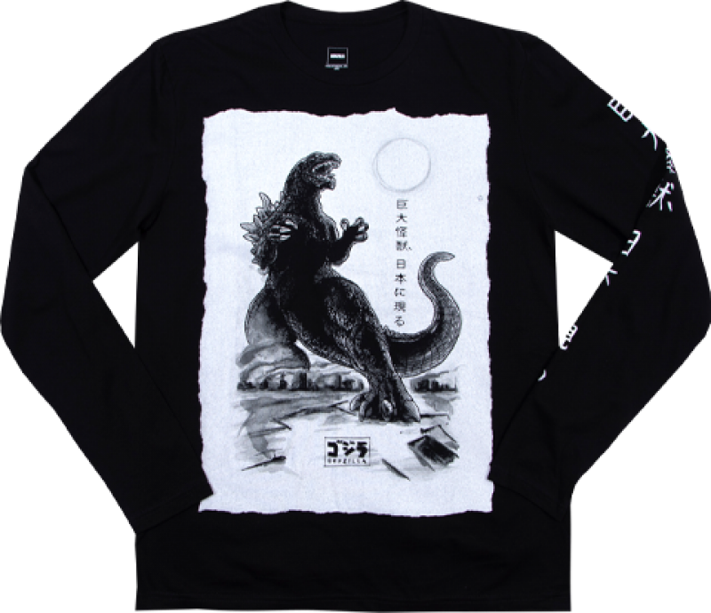 Godzilla Black Long Sleeve T Shirt by Heroes & Villains