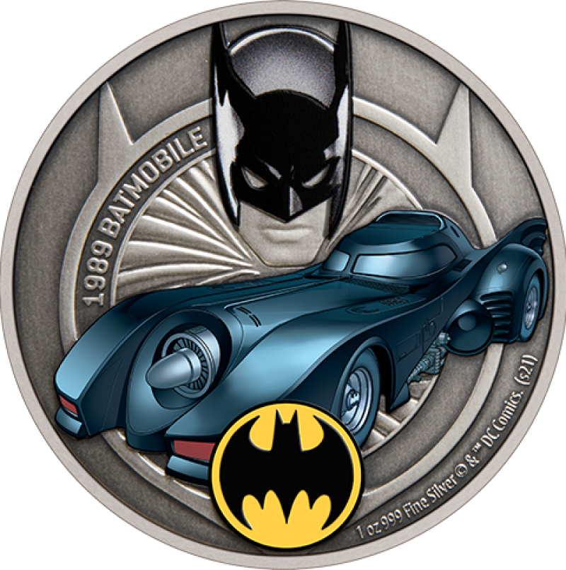 1989 Batmobile 1oz Silver Coin Silver Collectible by New Zealand Mint