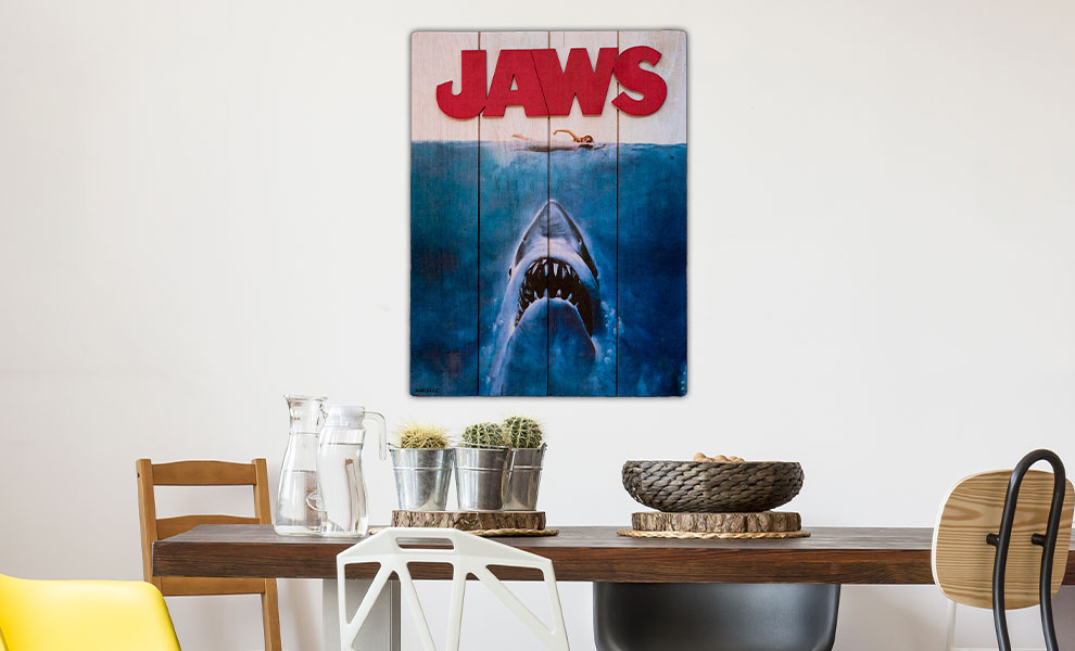 Gallery Feature Image of Jaws WOODART 3D “1975 Art” Wood Wall Art - Click to open image gallery
