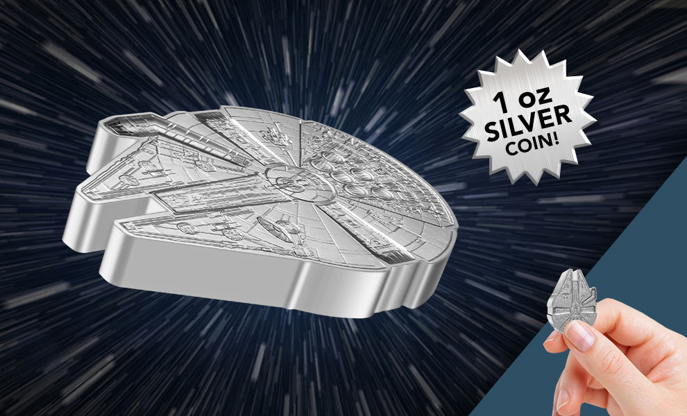 Gallery Feature Image of Millennium Falcon 1oz Silver Shaped Coin Silver Collectible - Click to open image gallery