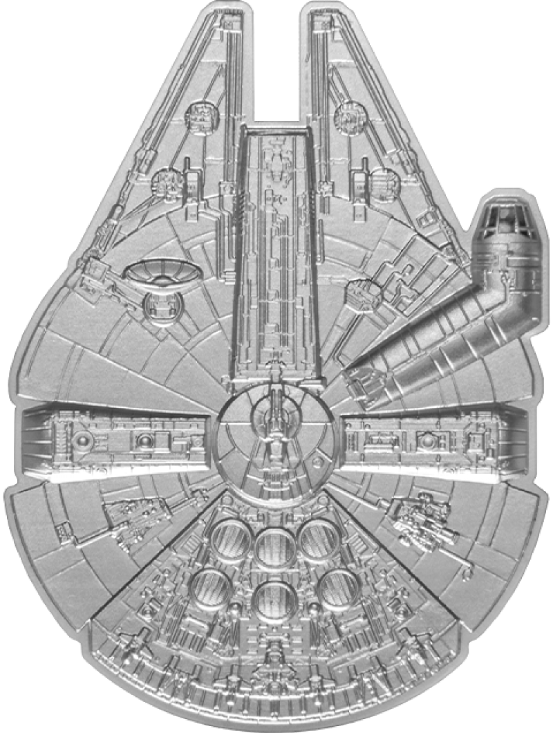 Millennium Falcon 1oz Silver Shaped Coin Silver Collectible by New Zealand Mint