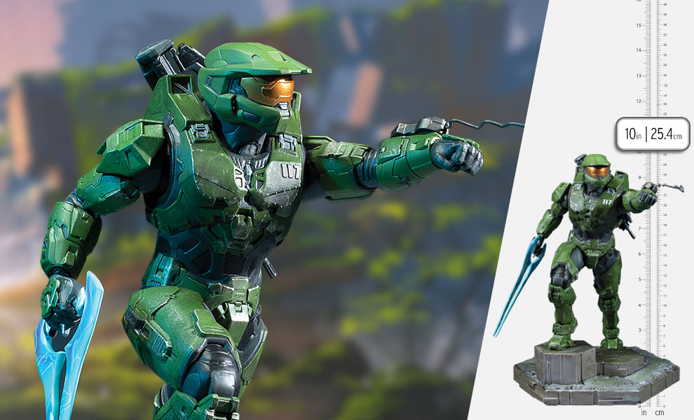 halo infinite master chief with grappleshot pvc statue