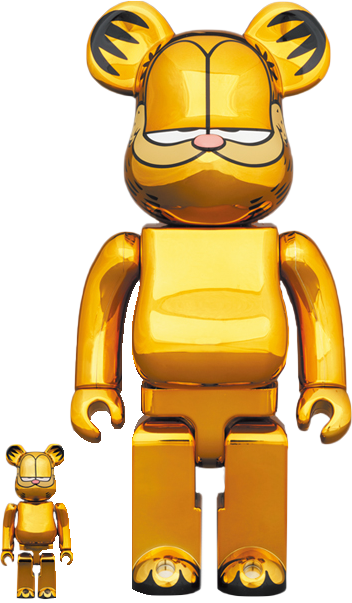 Medicom Toy Bearbrick Garfield (Gold Chrome Version) 100% and 400% Bearbrick