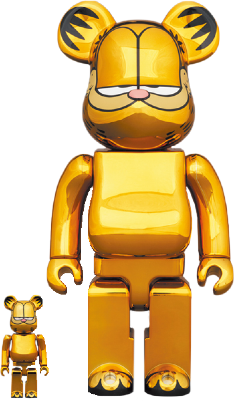 Bearbrick Garfield (Gold Chrome Version) 100% and 400% Bearbrick by Medicom Toy