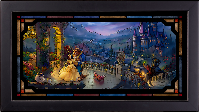 Beauty and the Beast Dancing in the Moonlight Stained Glass by Art Brand Studios