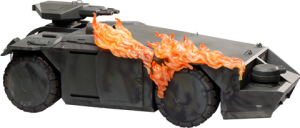 Burning Armored Personnel Carrier