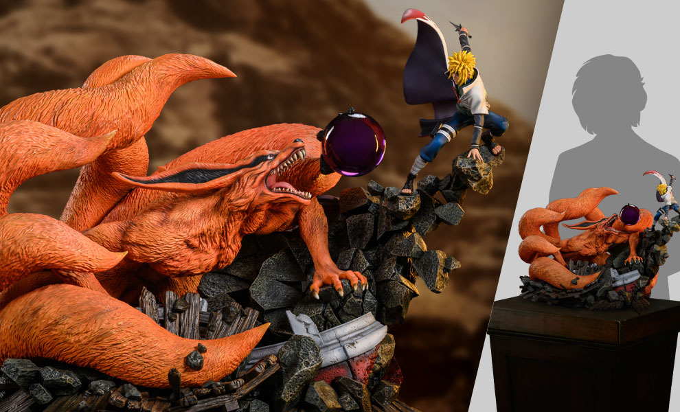 Estátua Minato Namikaze Manto da Kurama com 2 Cabeças (26 CM) - Lc