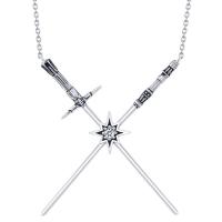 Gallery Image of Kylo Ren & Rey Crossed Lightsaber Necklace Jewelry